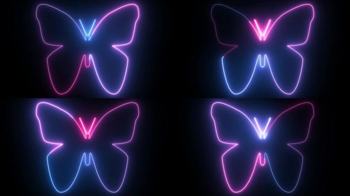 数码霓虹蝴蝶在时尚时尚的颜色。未来的技术