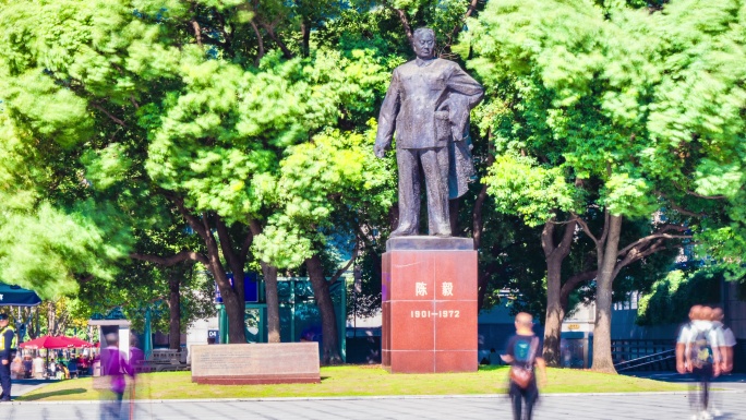 陈毅 雕像 雕塑 上海市长 外滩建筑