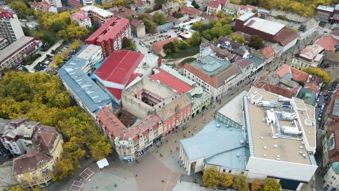 塞尔维亚苏博蒂察镇中心一座老建筑的鸟瞰图