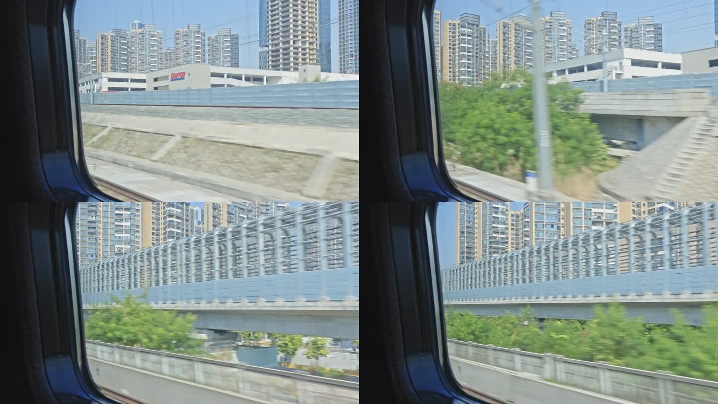 火车窗外的风景空镜头