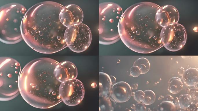 粉色透明气泡 水汽泡分子