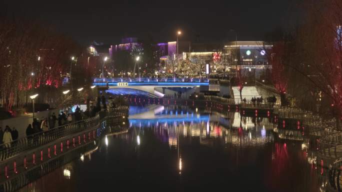 北京朝阳区国际灯光节亮马河沿岸灯光夜景4