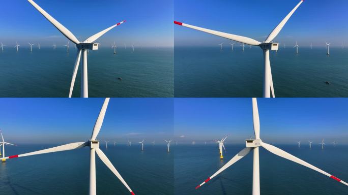 海上风电 风力风车风机 海上新能源 航拍