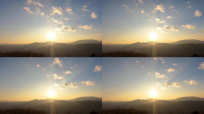 日落在山上的时间流逝
