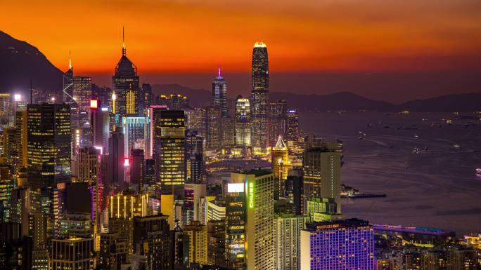 香港宝马山顶日转夜地面延时