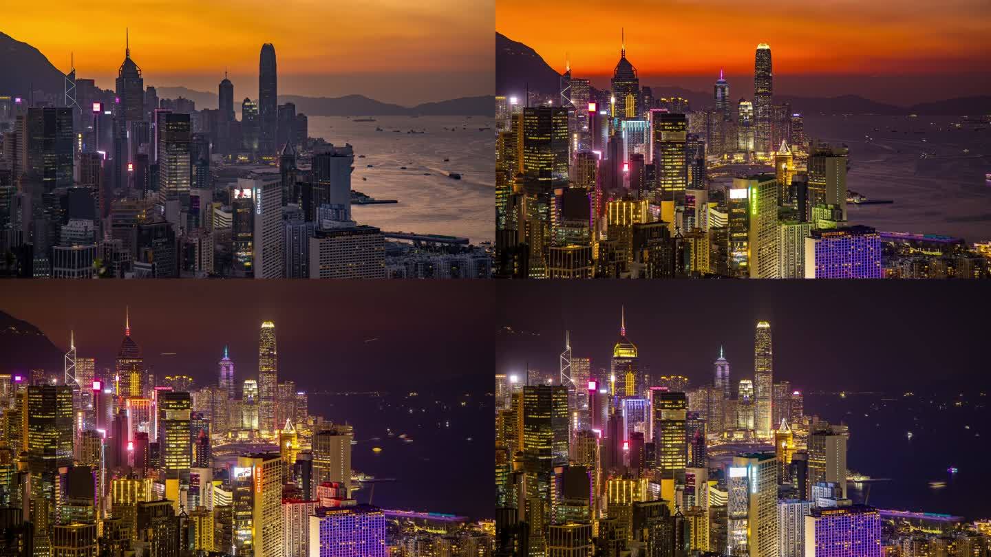 香港宝马山顶日转夜地面延时