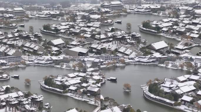 开封地标雪景开封朱仙镇启封故园雪景航拍