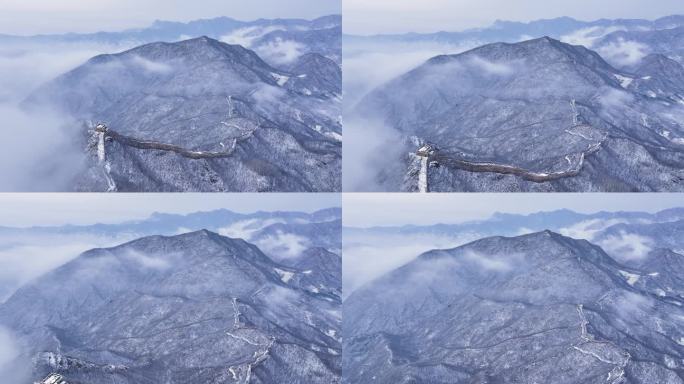 箭扣长城雪景云海航拍