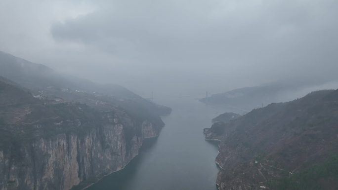 航拍重庆三峡之巅白帝镇