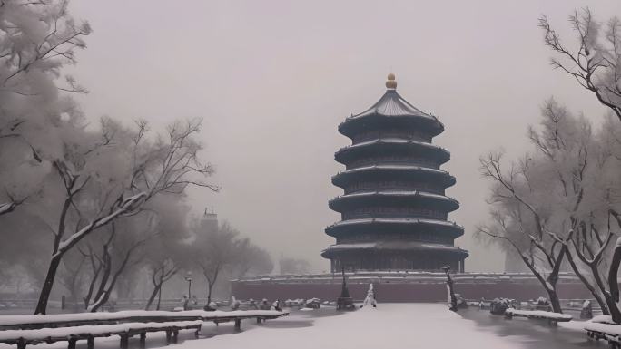 北京冬天雪景