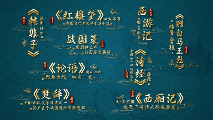 中国古典书籍经典鎏金文字