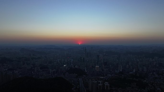 贵州贵阳南明区云岩区高楼大厦晚霞日落延时