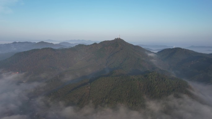 祖国壮丽河山清晨云海云雾缭绕航拍