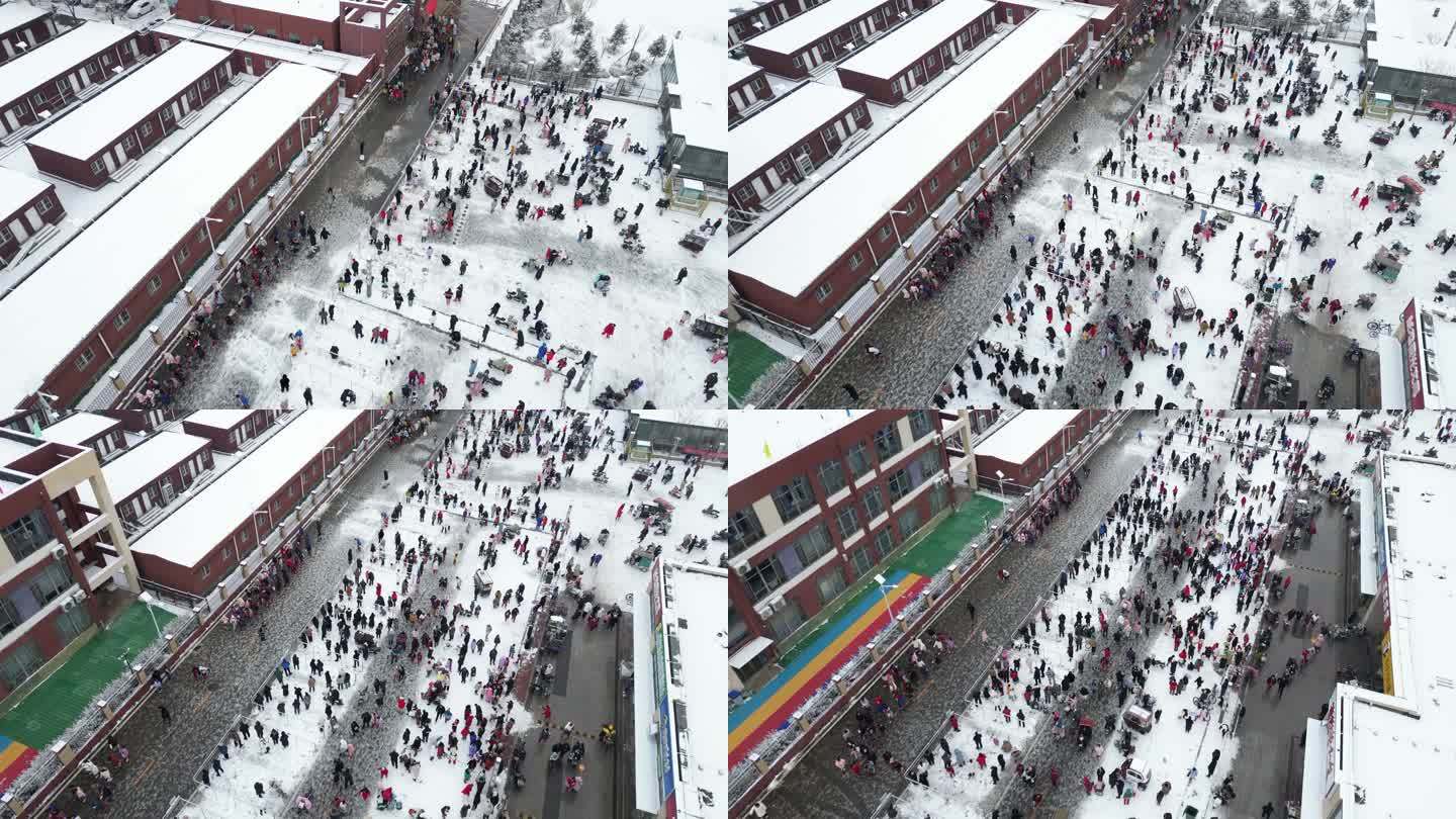 下雪天航拍燕达实验小学