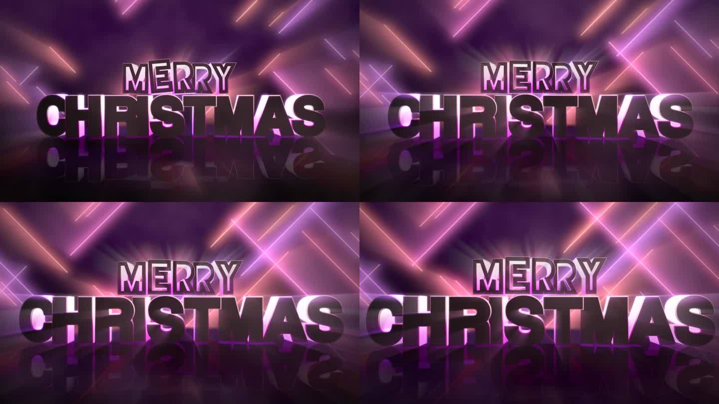 在迪斯科舞台上的紫色霓虹灯下，圣诞快乐