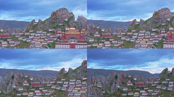 西藏丁青县孜珠山神山上的寺庙孜珠寺航拍