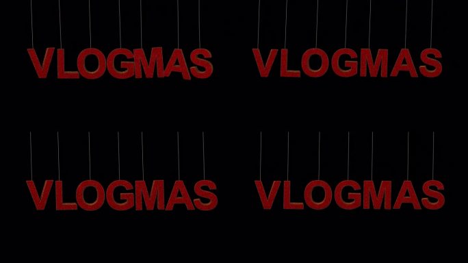 Vlogmas圣诞动画介绍文字标题闪闪发光装饰红金色字体与alpha通道