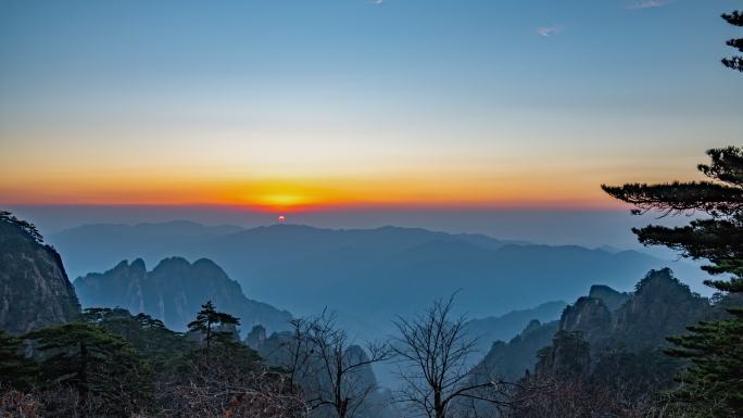 安徽黄山日出延时