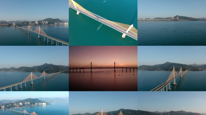 多角度航拍惠州海湾大桥合集素材