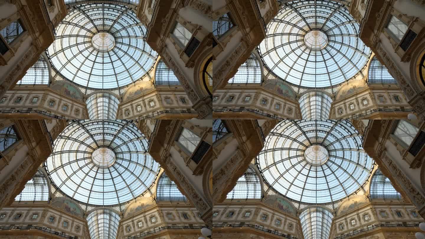 意大利米兰大教堂广场维托里奥·伊曼纽尔二世历史画廊的天花板