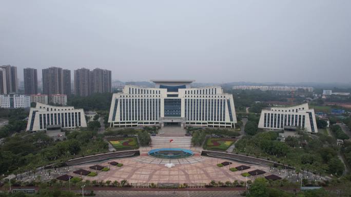 广西钦州市政府大楼航拍