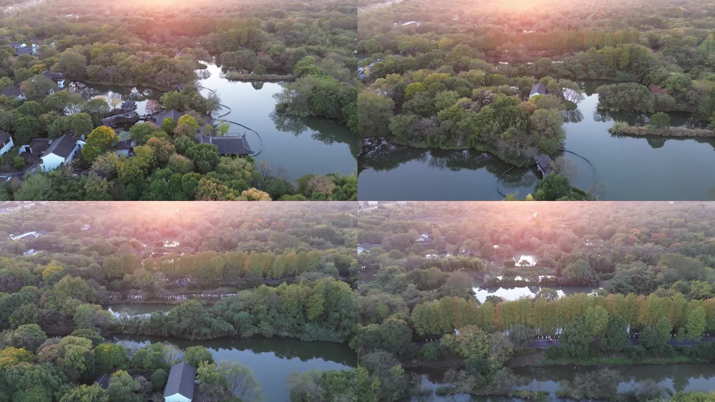 杭州 西湖区 西溪湿地 湿地公园 日落