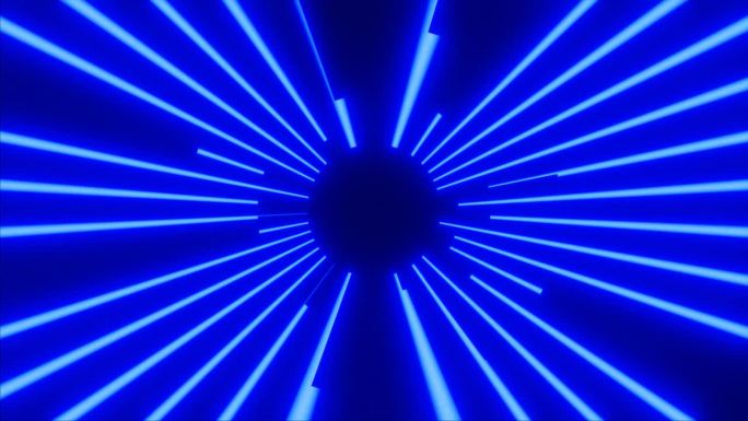 一个VJ循环三维动画的抽象霓虹灯径向光创造了一个未来的和技术的氛围