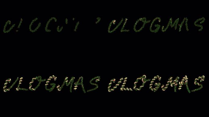 Vlogmas圣诞动画介绍文字标题圣诞花环灯字体与alpha通道。