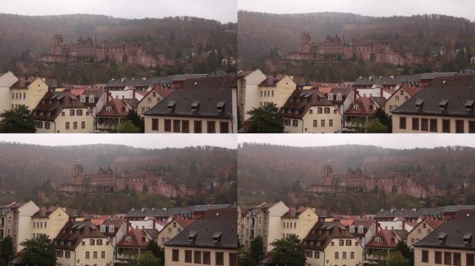 海德堡城堡坐落在德国小镇的高山上