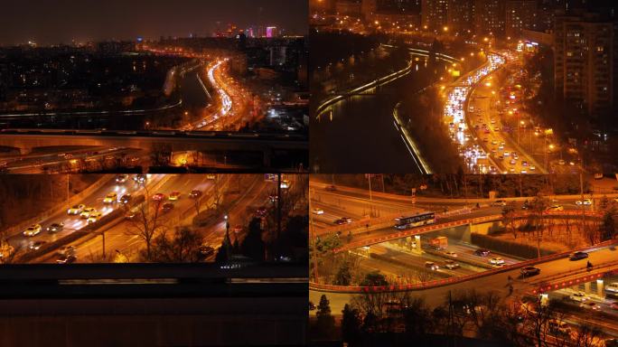 4k北京夜晚城市车流实拍