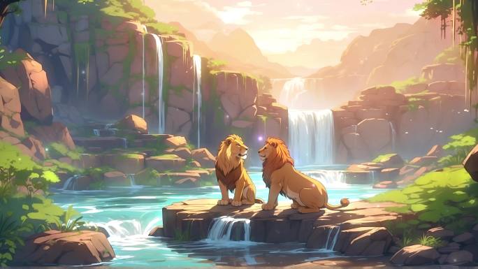 4K童话世界卡通动漫狮子王概念背景
