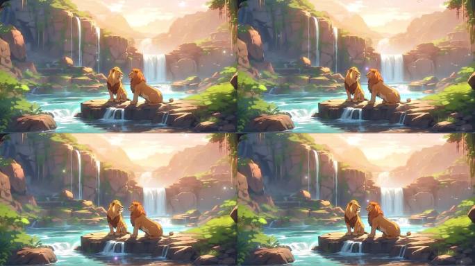 4K童话世界卡通动漫狮子王概念背景