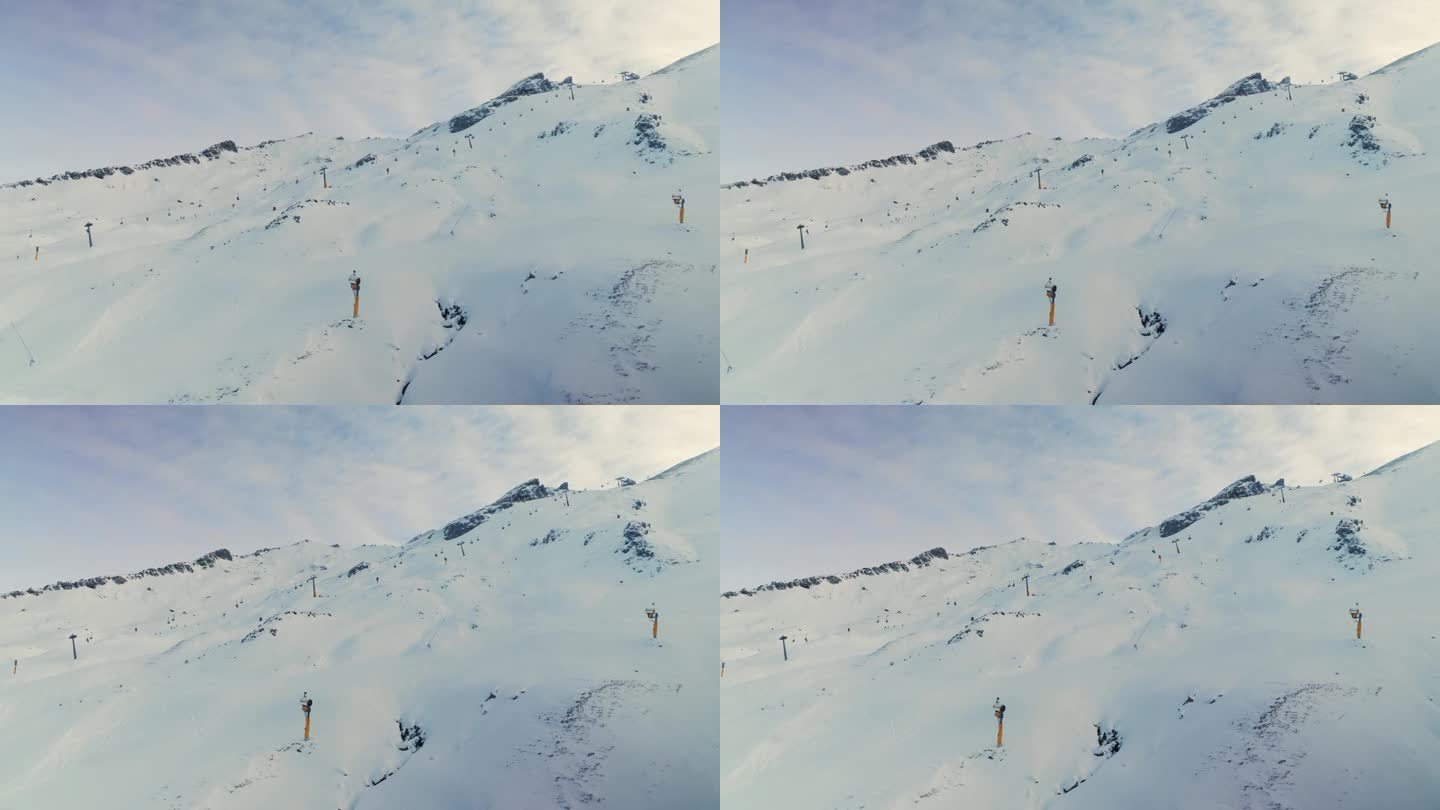 瑞士恩格尔堡冬季滑雪季开幕。阿尔卑斯山滑雪胜地的缆车