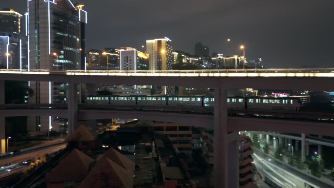 【4k超清】重庆轻轨菜园坝大桥段夜间