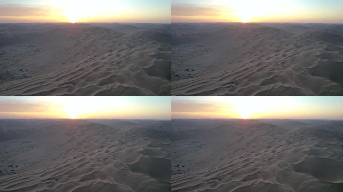 航拍蒙古户外干旱沙漠日出天空朝阳