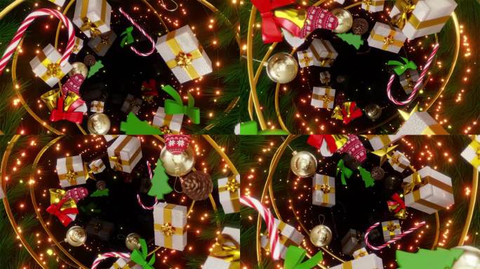 在树上庆祝圣诞节圣诞节三维动画圣诞礼物三
