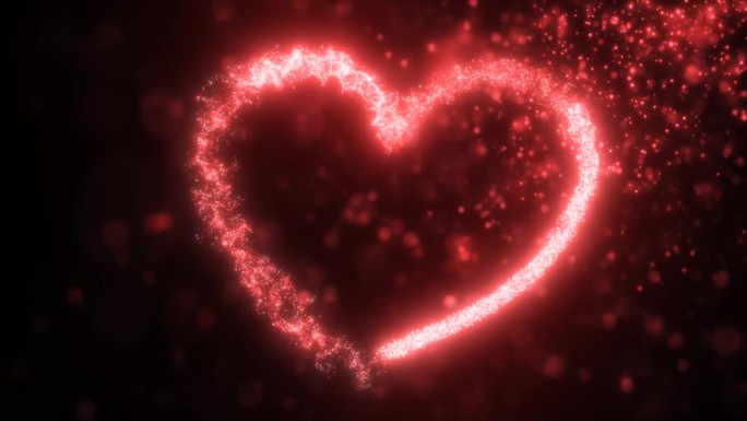 炽热的红色火焰能量抽象心粒子和光为情人节节日抽象背景