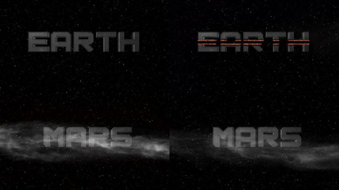 地球上的文字被激光切割，火星出现在太空背景上