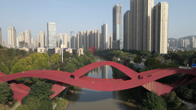 长沙中国结桥航拍红色