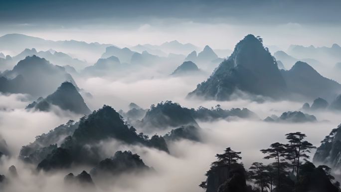 简约意境中国风山水画背景