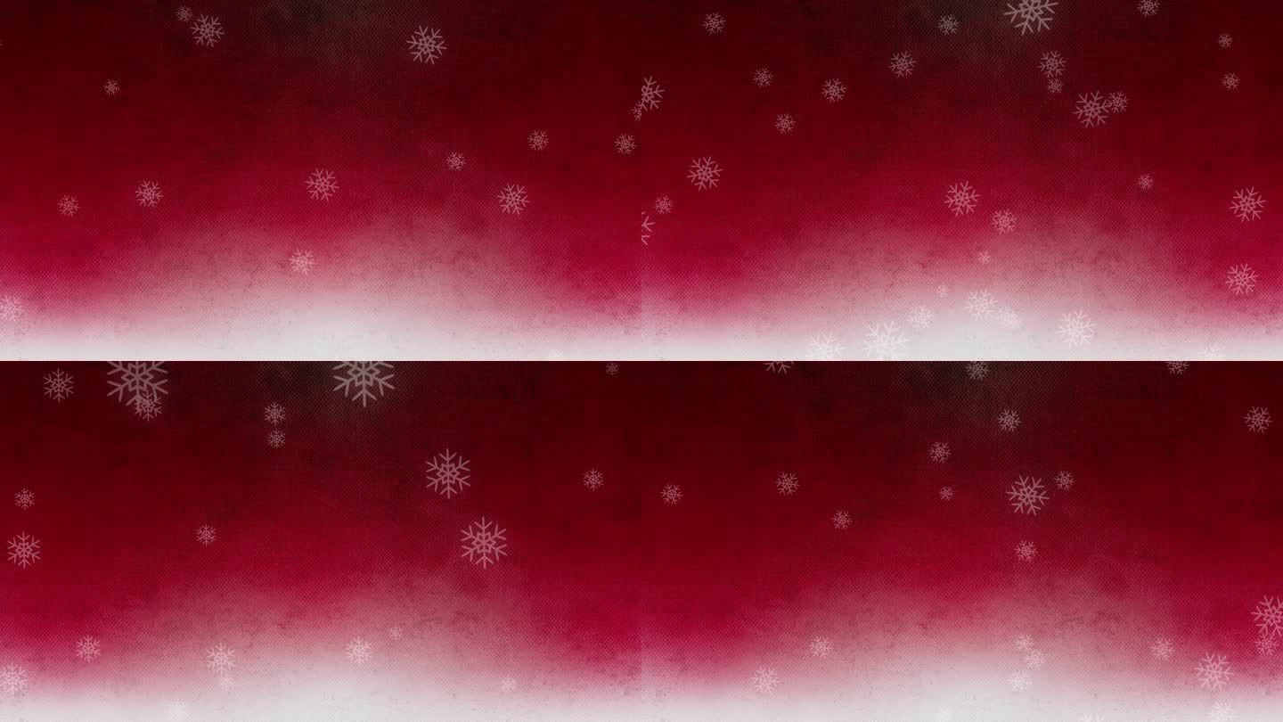 打开背景动画的雪花落在一个红色的水彩背景