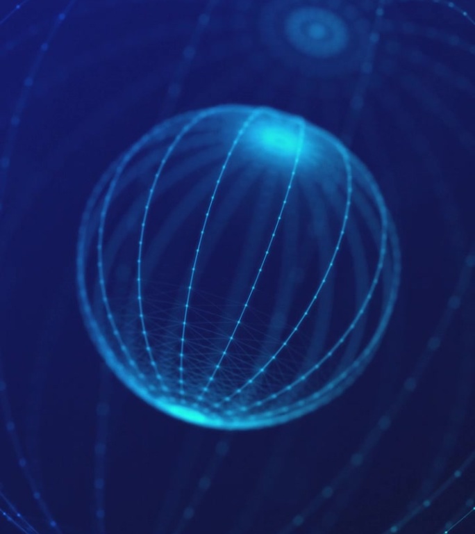 垂直视频- Plexus数字数据球体技术背景