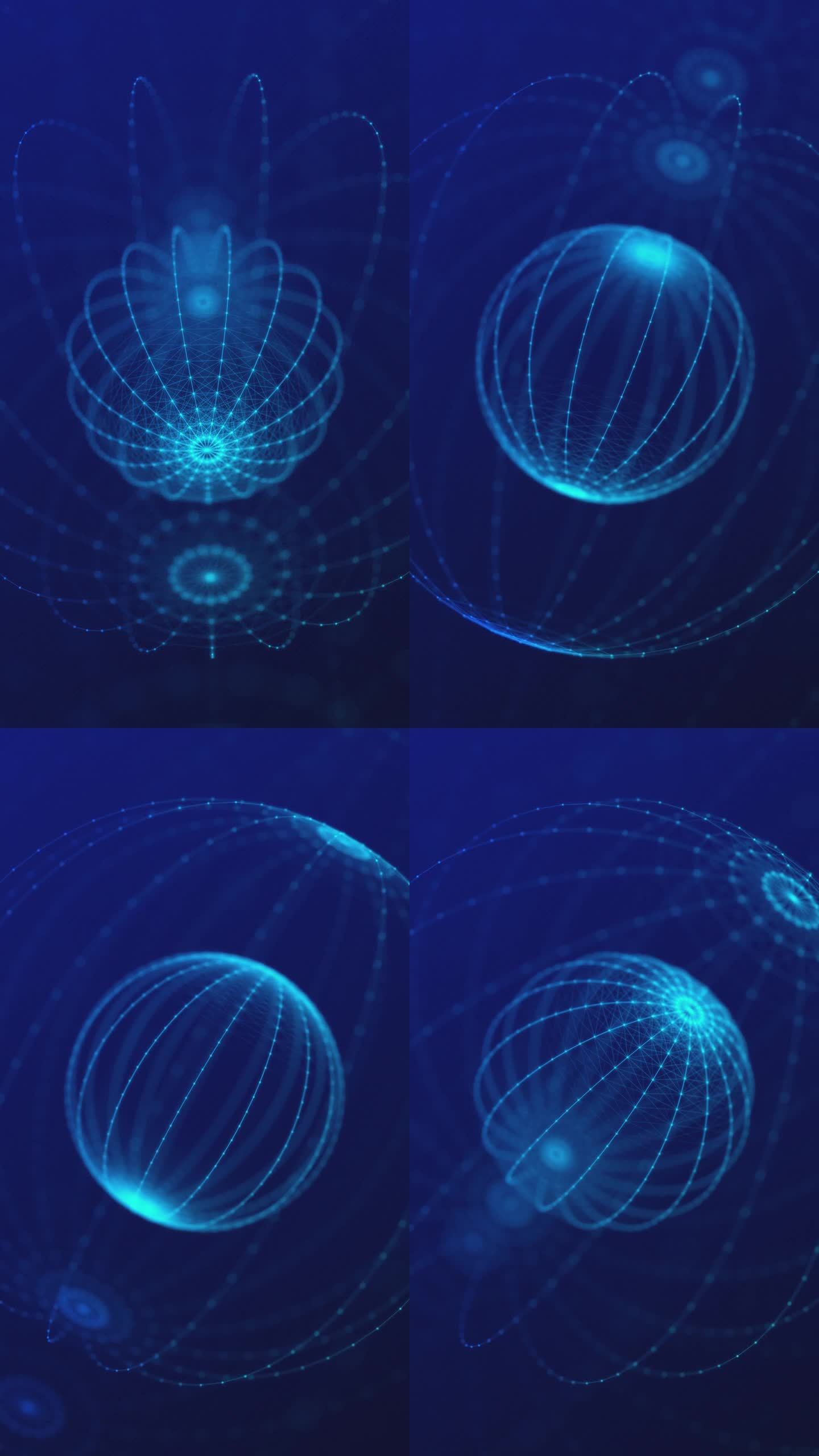 垂直视频- Plexus数字数据球体技术背景