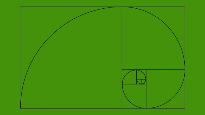 黄金比例斐波那契数列的二维平面动画。