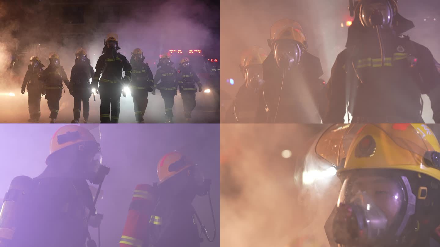 消防形象镜头 红蓝烟雾 4K 120帧率