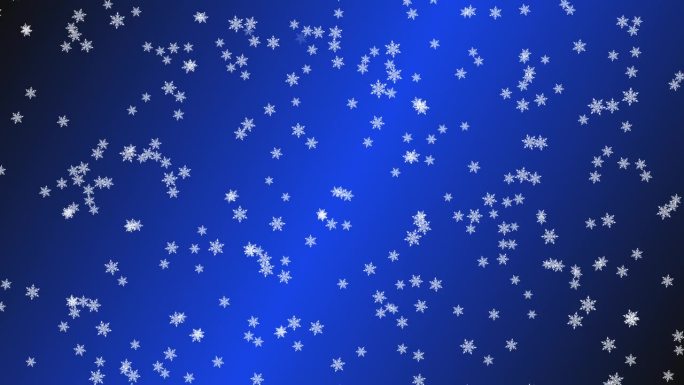 白色的雪花在蓝色的背景上从上到下缓缓落下。圣诞快乐，新年快乐，节日快乐。