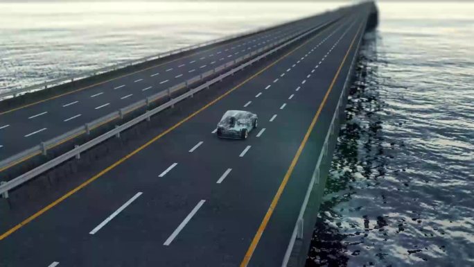 智能汽车大海高速行驶转场过渡