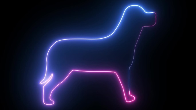 数码霓虹狗在时尚时尚的颜色。未来的技术