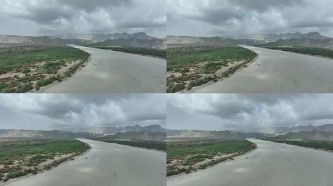 兴戈尔河蜿蜒穿过巴基斯坦俾路支省。空中天桥