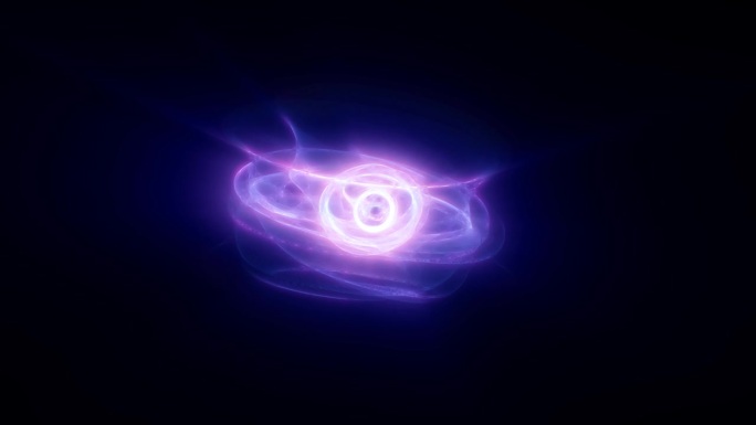 抽象的紫色环球体从能量魔术波的烟雾圈和发光线在黑色背景